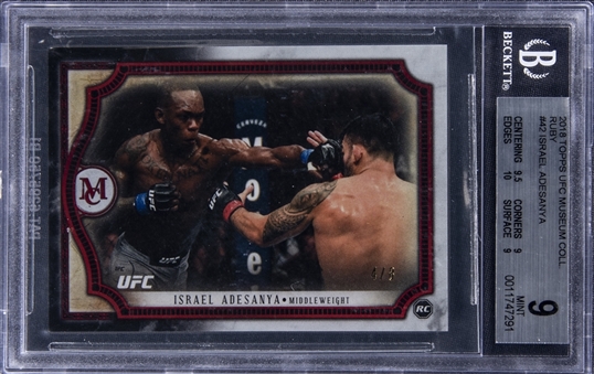 2018 Topps UFC Museum Collection Ruby #42 Israel Adesanya Rookie Card (#4/8) - BGS MINT 9